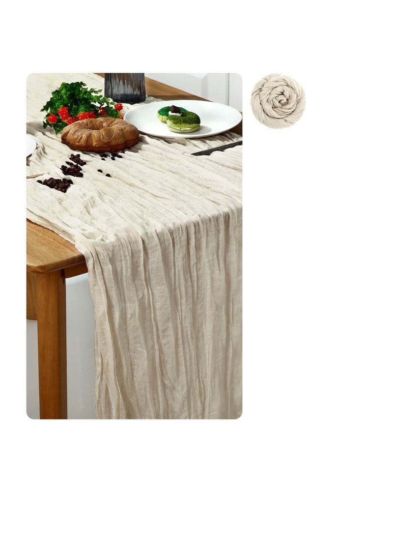 Generic Cheesecloth Table Runner 35 x 118 Inch Gauze Tablecloth Boho Wedding Decor 10 Ft Rustic Wedding Decorations Vintage Table Centerpieces for Wedding Reception Bridal Shower Birthday (1 Pack Beige)  - Image 1