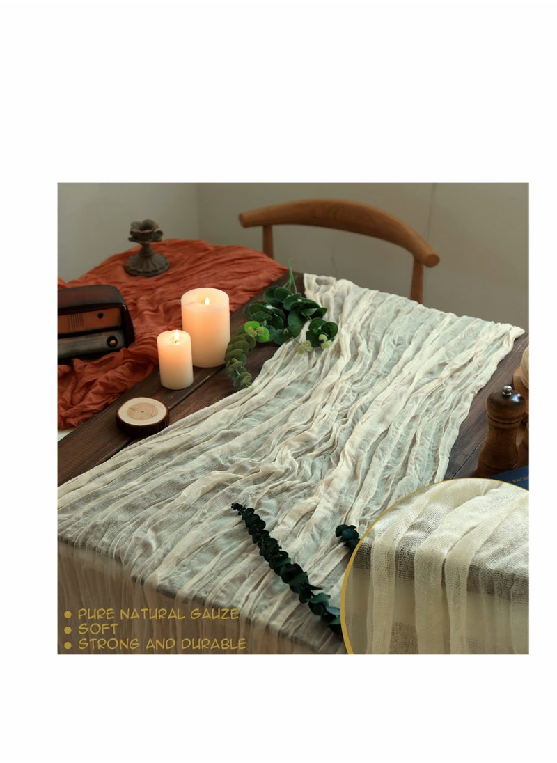 Generic Cheesecloth Table Runner 35 x 118 Inch Gauze Tablecloth Boho Wedding Decor 10 Ft Rustic Wedding Decorations Vintage Table Centerpieces for Wedding Reception Bridal Shower Birthday (1 Pack Beige)  - Image 5