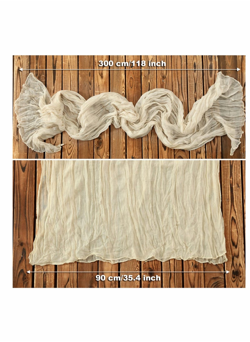 Generic Cheesecloth Table Runner 35 x 118 Inch Gauze Tablecloth Boho Wedding Decor 10 Ft Rustic Wedding Decorations Vintage Table Centerpieces for Wedding Reception Bridal Shower Birthday (1 Pack Beige)  - Image 3
