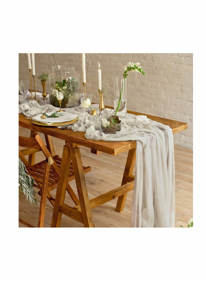 Generic Cheesecloth Table Runner 35 x 118 Inch Gauze Tablecloth Boho Wedding Decor 10 Ft Rustic Wedding Decorations Vintage Table Centerpieces for Wedding Reception Bridal Shower Birthday (1 Pack Beige)  - Image 4
