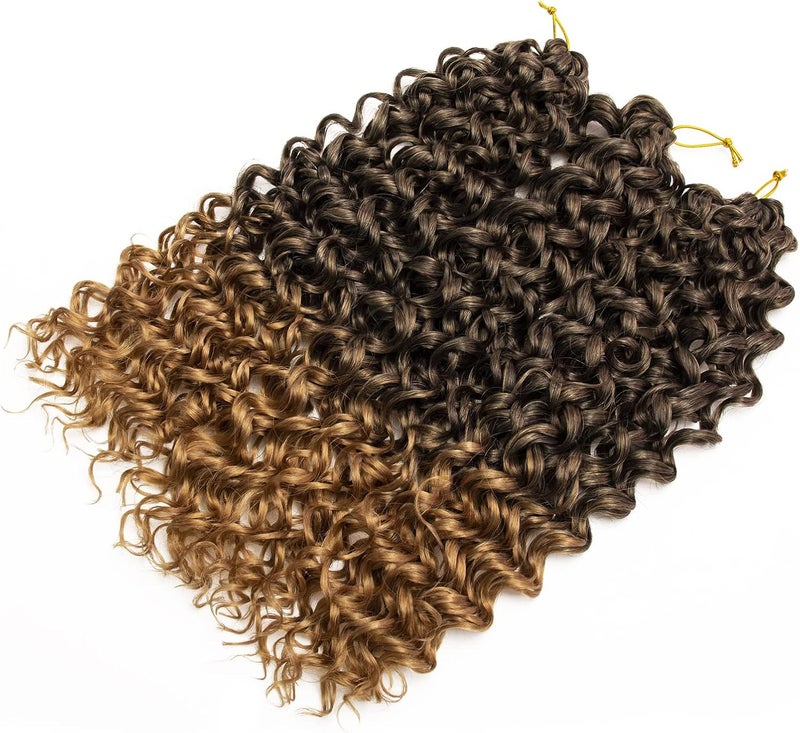 QRHSUKA شعر محبوك بنمط GoGo Curl للنساء السود، بتموجات مائية وشعر بشري مموج، إضافات شعر صناع��ة (طول 18 بوصة، عبوة تحتوي على 6 قطعات)، اللون T1B/27 - Image 4