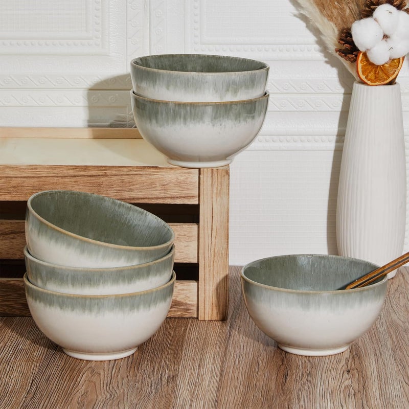Pokini Cereal Bowl 22 Oz Soup Bowls Set of 6 for Cereal Snack Rice Salad Side Dishes Stoneware Bowls for Kitchen Decor Ceramic Small Cereal Bowls - Image 5