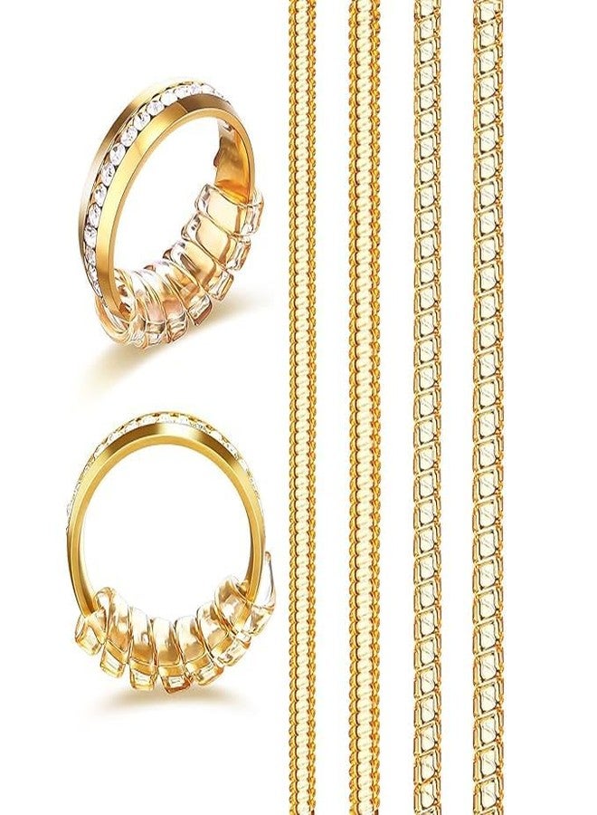 Kunji Ring Size Adjuster for Loose Rings | 4 Sizes Spiral Silicone Ring Tightener Set (4 Pcs, Gold) | Comfortable Ring Resizer for Women & Men | Invisible Fit Ring Sizer - Image 1