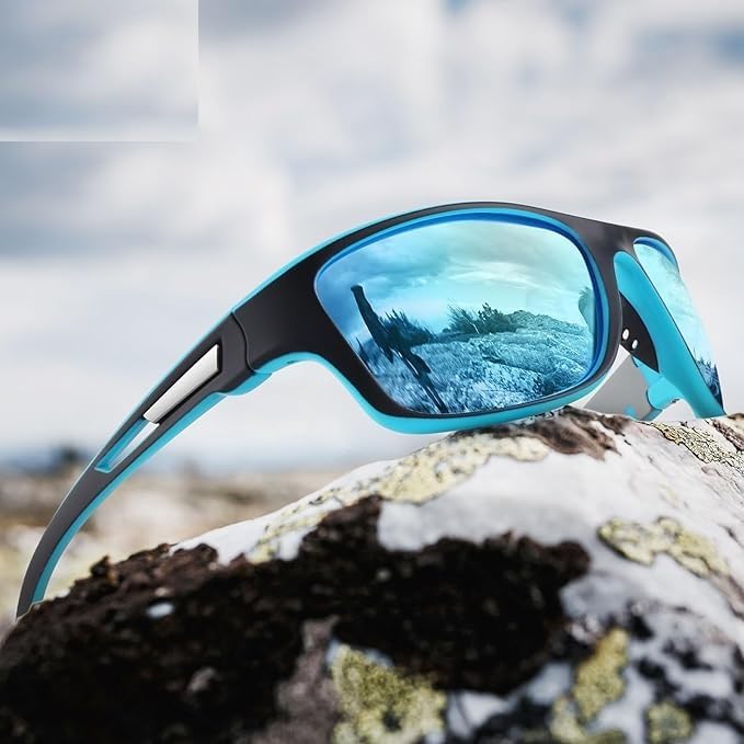 Dark Wost Polarized Sports Sunglasses for Men Women, Wrap Around Driving Cycling Fishing Sun Glasses 100% UV Protection Goggles (Frame Black Green/Lens Green Mirrored) - Image 4