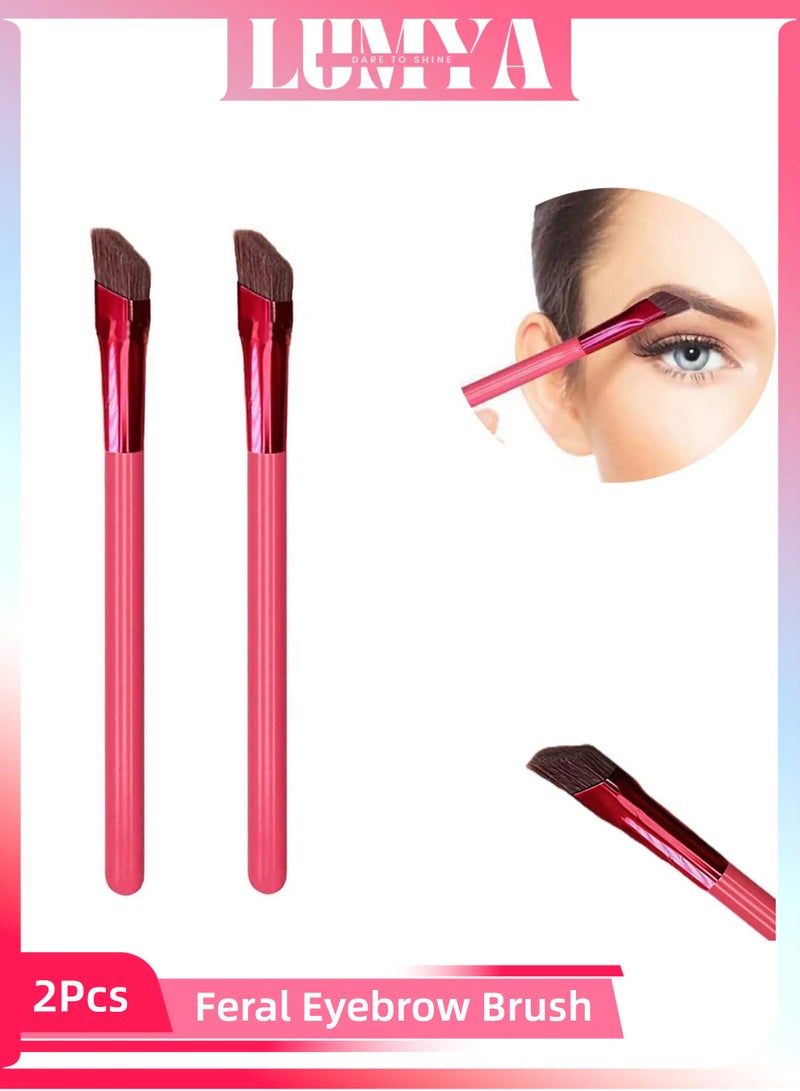 LUMYA 2Pcs Eyebrow Brush Set, 4D Hair Stroke Brow Stamp Brush, Ultra Thin Angled Makeup Brush, Multi Use Concealer and Liner Tool, For Women Home and Pro Use - Image 1