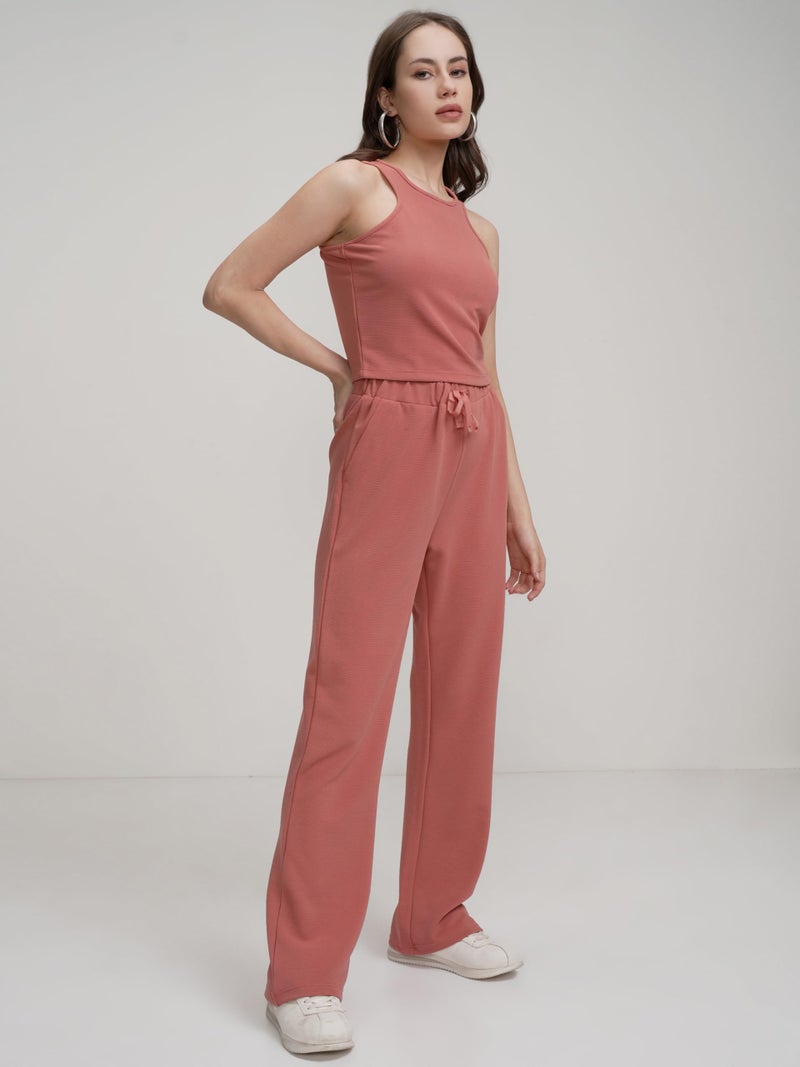 Tokyo Talkies Women Chic Crop Top & Drawstring Trousers Co-ord Set | Shoulder Strap | Stylish | Perfect for Casual Outings & Vacations - Image 2