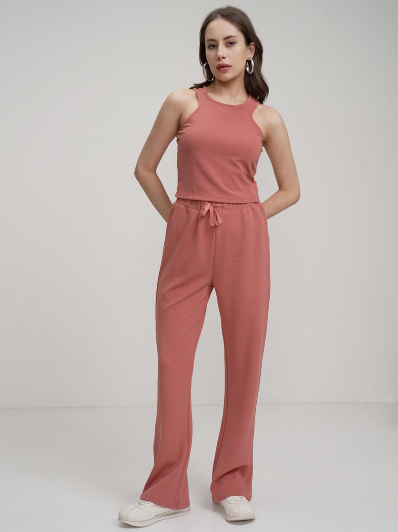 Tokyo Talkies Women Chic Crop Top & Drawstring Trousers Co-ord Set | Shoulder Strap | Stylish | Perfect for Casual Outings & Vacations - Image 3