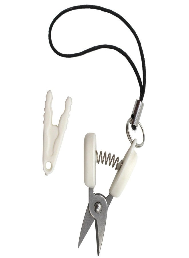BambooMN JubileeYarn Itty Bitty Snippy Portable Keychain Scissors - White - 1 Pair - Image 1