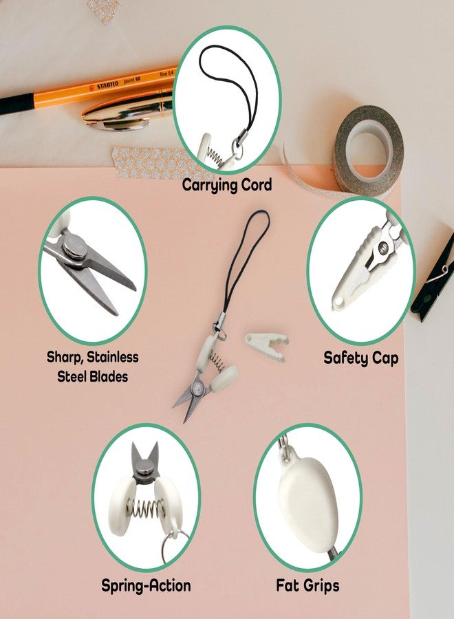 BambooMN JubileeYarn Itty Bitty Snippy Portable Keychain Scissors - White - 1 Pair - Image 4