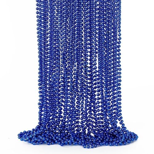 EOBOH 24PCS Christmas Bead Necklace Blue Bead Necklaces Stuff 33 Mardi Gras Beads Necklace Costume Festival Parade Throw Accessories for Wedding Birthday Gender Reveal Party Events Supplies Decorations - Image 1