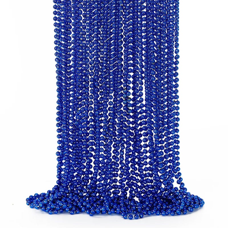 EOBOH 24PCS Christmas Bead Necklace Blue Bead Necklaces Stuff 33 Mardi Gras Beads Necklace Costume Festival Parade Throw Accessories for Wedding Birthday Gender Reveal Party Events Supplies Decorations - Image 3