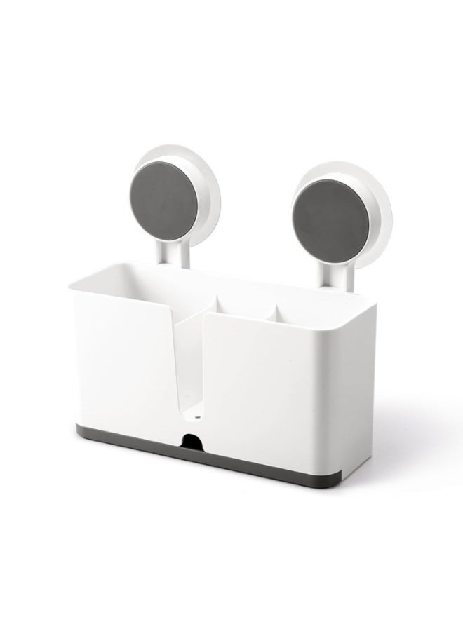 Plastic self-adhesive wall-mounted shelf with drain tray, suitable for bathrooms, toilets, kitchens, etc. - Image 1