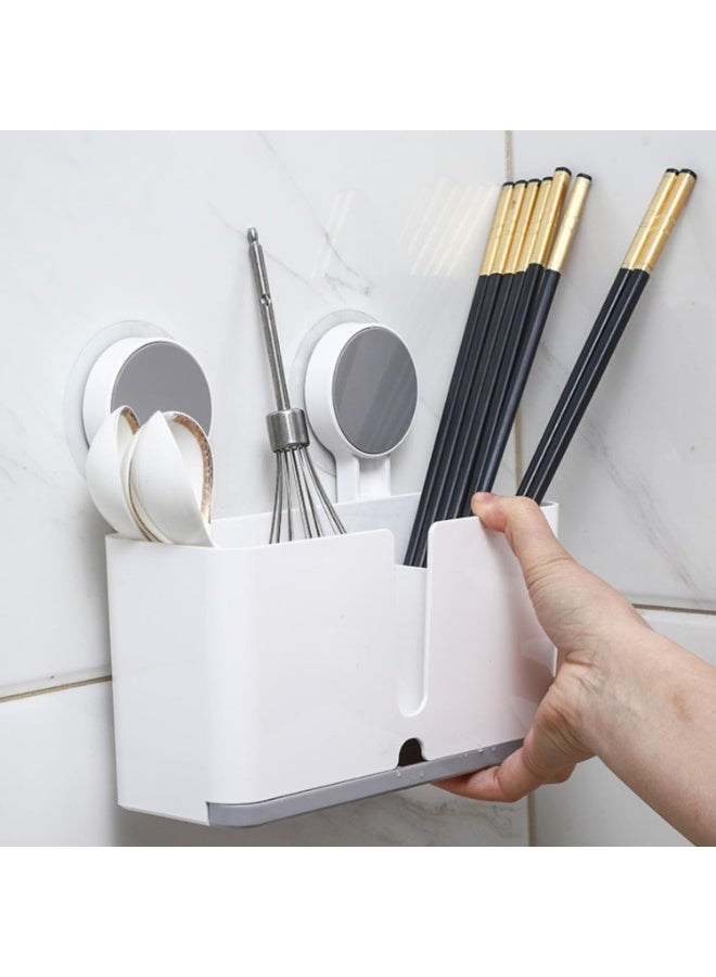 Plastic self-adhesive wall-mounted shelf with drain tray, suitable for bathrooms, toilets, kitchens, etc. - Image 2