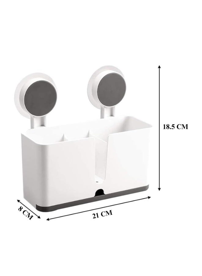 Plastic self-adhesive wall-mounted shelf with drain tray, suitable for bathrooms, toilets, kitchens, etc. - Image 4