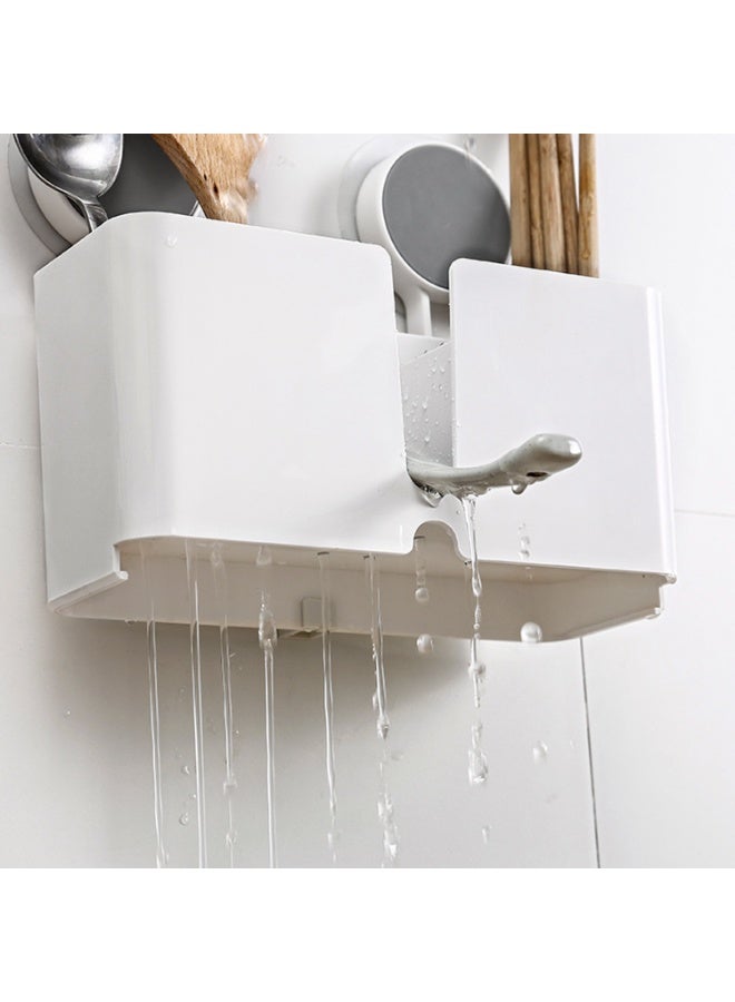 Plastic self-adhesive wall-mounted shelf with drain tray, suitable for bathrooms, toilets, kitchens, etc. - Image 5