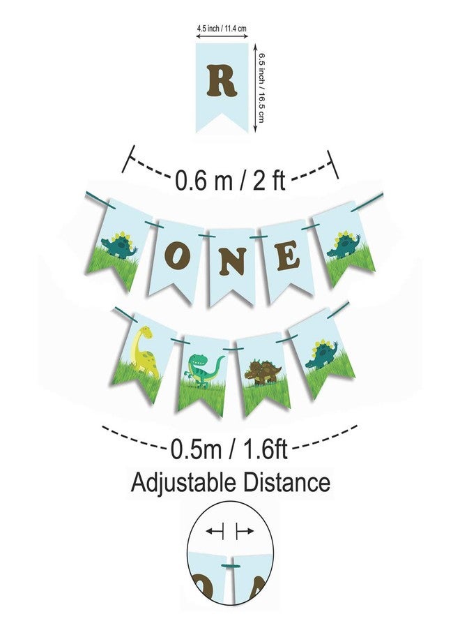 Inkdotpot Pre-Strung I Am 1 Birthday Decorations Party Supplies for Boy Dinausour Pennant Banner Flags - Image 3