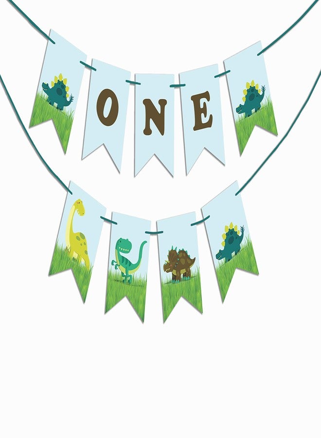 Inkdotpot Pre-Strung I Am 1 Birthday Decorations Party Supplies for Boy Dinausour Pennant Banner Flags - Image 1