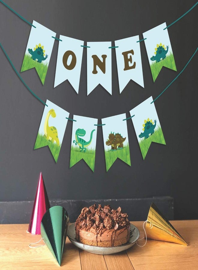 Inkdotpot Pre-Strung I Am 1 Birthday Decorations Party Supplies for Boy Dinausour Pennant Banner Flags - Image 2