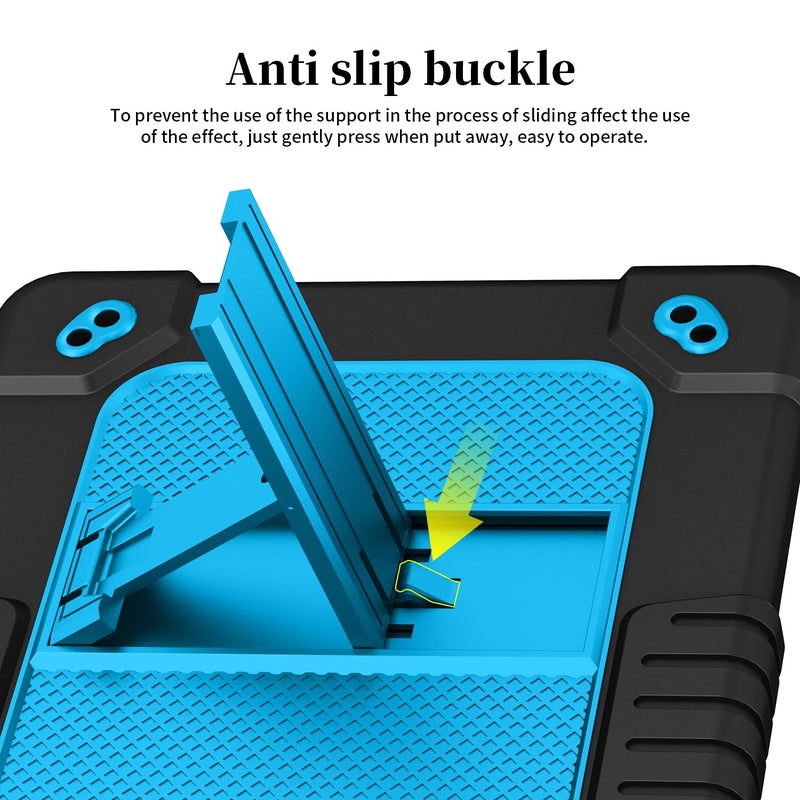 Kebiory for T-Mobile REVVL Tab 2 10.1" Tablet Kids Friendly Soft Silicone+Hard Stand Adjustable Shoulder Strap Compatible with T-Mobile REVVL Tab 2 5G 2025 Model (BlackBlue) - Image 3