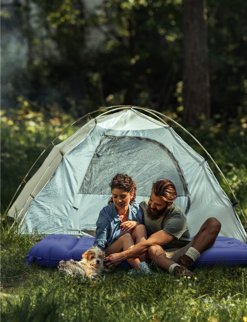 Evajoy Inflatable Camping Pad Sleeping Mat Air Mattress Air Pad with Integrated Pillow, Built-in Inflator, 5.5 Inch Height, Fast Inflation, 5 R-Value for Outdoor Hiking Camping Backpacking Blue - Image 2