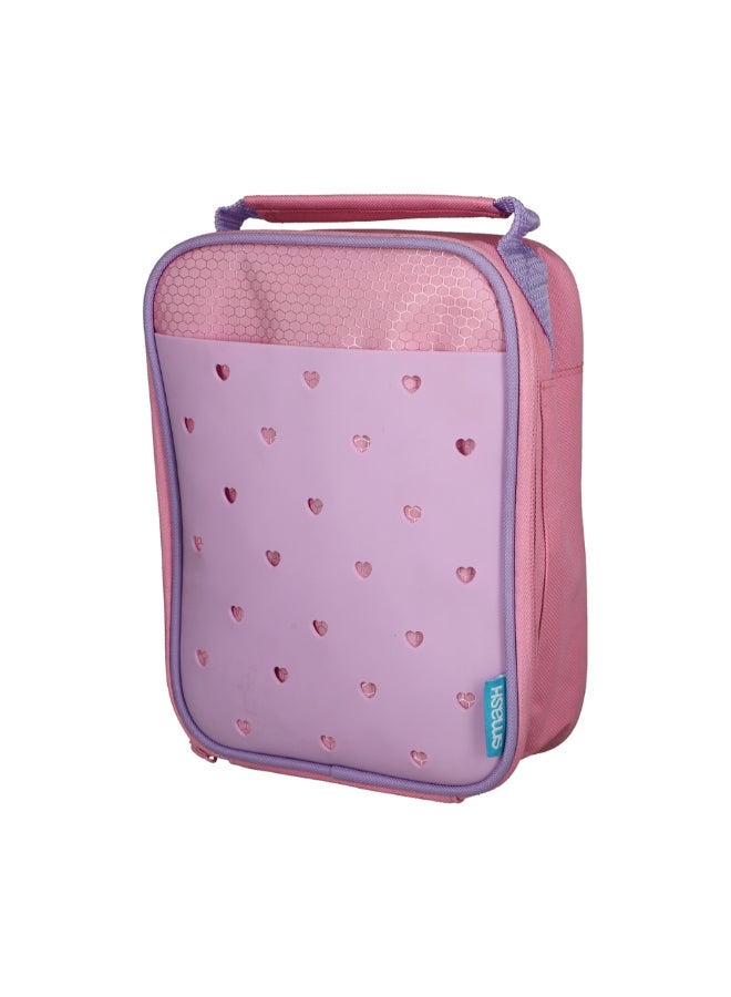 Charm Zipper Closure Lunch Bag Pink and Purple 9 x 17.5 x 24 cm 7650