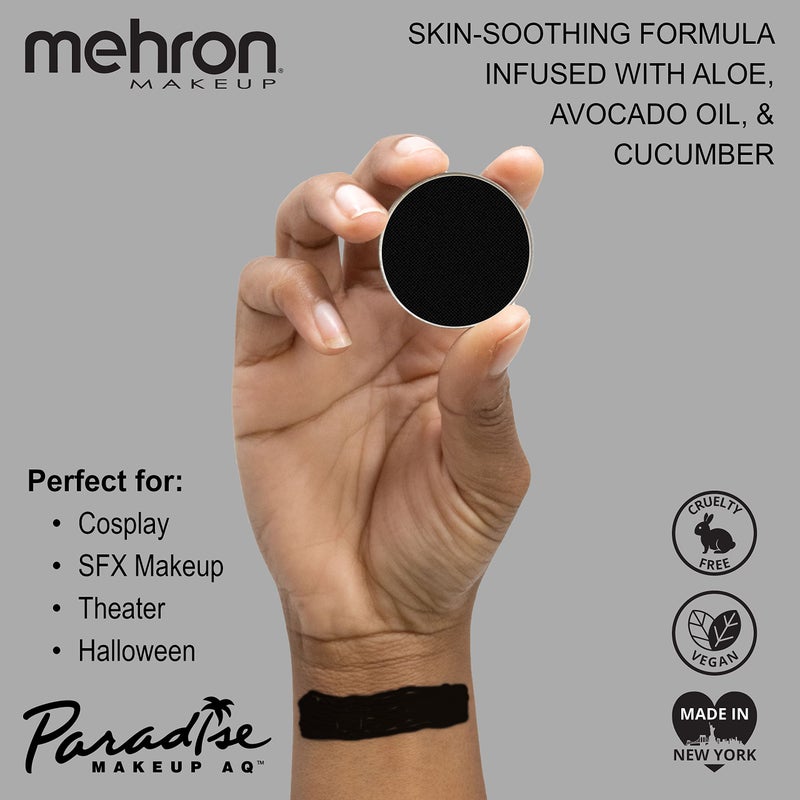 Mehron Makeup Paradise Makeup AQ Refill Size | Stage & Screen Performance, Face & Body Painting, Beauty, Cosplay, and Halloween | Water Activated Face Paint, Body Paint .25 oz (7 ml) (BLACK) - Image 2