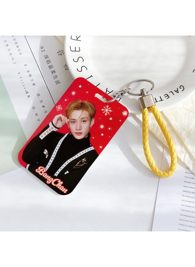 NIBEMINENT 1 - Piece STRAYKIDS Kpop Photo Card Holder Pendant Key Chain ID Badge Holder ID Card Holder Photo Card Protector for School ID Office ID Access Card for Women Girls