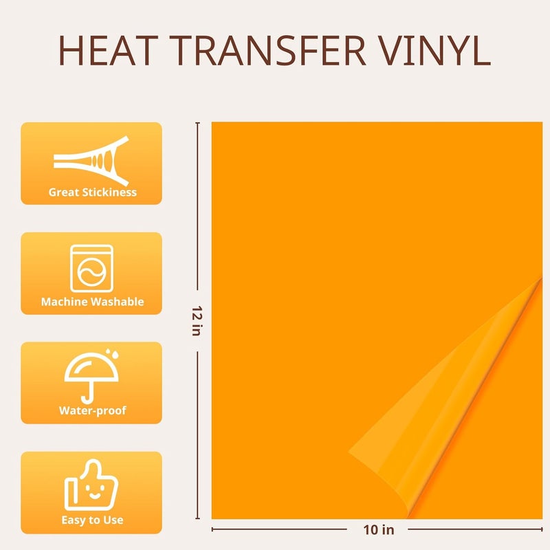 JANDJPACKAGING Heat Transfer Vinyl - 25Pcs HTV Vinyl with Vibrant Colors, Easy to Cut & Weed & Transfer Iron on Vinyl for T-Shirts, 12 x 10in HTV for Heat Press Machine - Image 3