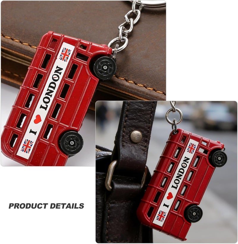 Uonlytech 2Pcs British Style Keychain London Bus Telephone Booth Pendant for Car Bag Backpack Decor Creative British Element Ornament - Image 3