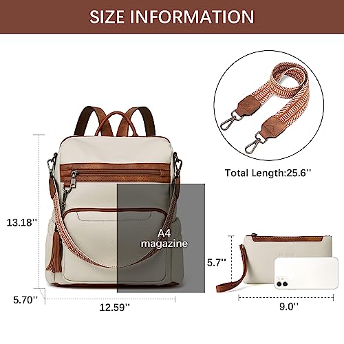 BOSTANTEN Womens Backpack Purse Leather Travel Backpack Fashion Designer Ladies Shoulder Bags with Wristlet - Image 4