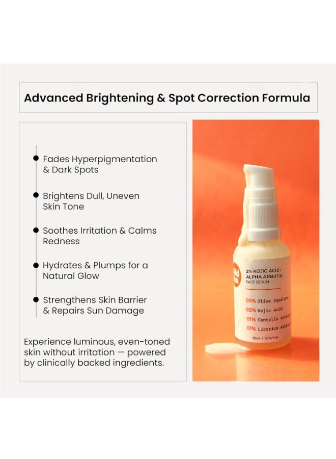 WILD OAK WildOak 2% Kojic Acid + Alpha Arbutin Face Serum | With Tiger Grass (Centella Asiatica) for Powerful Skin Barrier | Hyperpigmentation & Dark Spots | Brightening & Sun Damage | Removes Redness | 30ml - Image 2