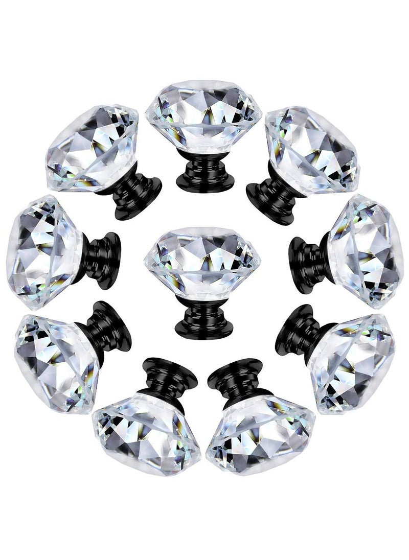 Y&D 10 Pack Dresser Drawer Cabinet Knobs 30 mm Diamond Shaped Crystal Glass Pulls for Kitchen Wardrobe Cupboard  - Image 1