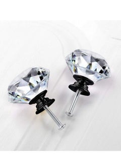 Y&D 10 Pack Dresser Drawer Cabinet Knobs 30 mm Diamond Shaped Crystal Glass Pulls for Kitchen Wardrobe Cupboard  - Image 5