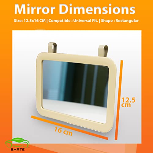 SARTE SA71V71 Car Sun Visor Mirror | Rear View Vanity Makeup Mirror for All Cars (BEIGE) (1 PCS) - Image 2