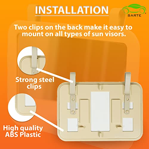 SARTE SA71V71 Car Sun Visor Mirror | Rear View Vanity Makeup Mirror for All Cars (BEIGE) (1 PCS) - Image 5
