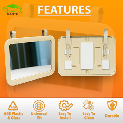 SARTE SA71V71 Car Sun Visor Mirror | Rear View Vanity Makeup Mirror for All Cars (BEIGE) (1 PCS) - Image 4
