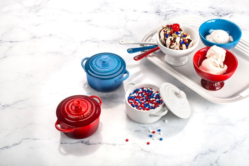 Le Creuset Le Creuset Stoneware Set of 4 Mini Cocottes with Cookbook, 8 oz. each, Marseille  - Image 2