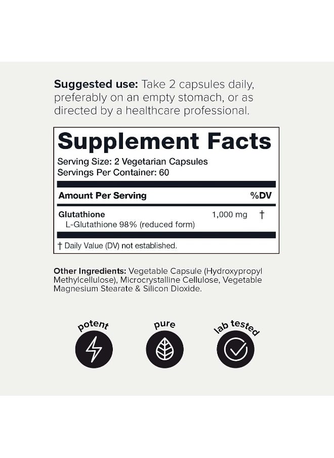 Toniiq Ultra High Strength Glutathione Capsules 1000Mg With Concentrated Formula - 120 Pieces  - Image 2
