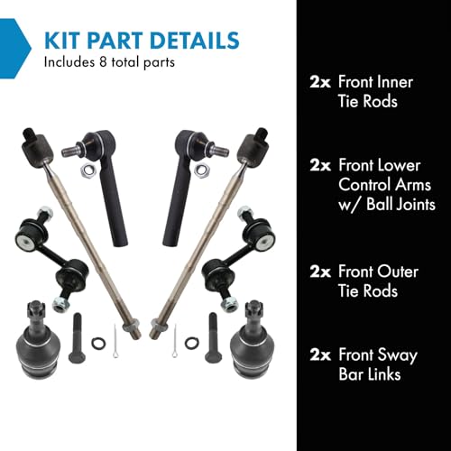 TRQ Front Steering & Suspension Kit Ball Joint Sway Bar Stabilizer Link Tie Rod Compatible with 2012-2016 Subaru Impreza - Image 2