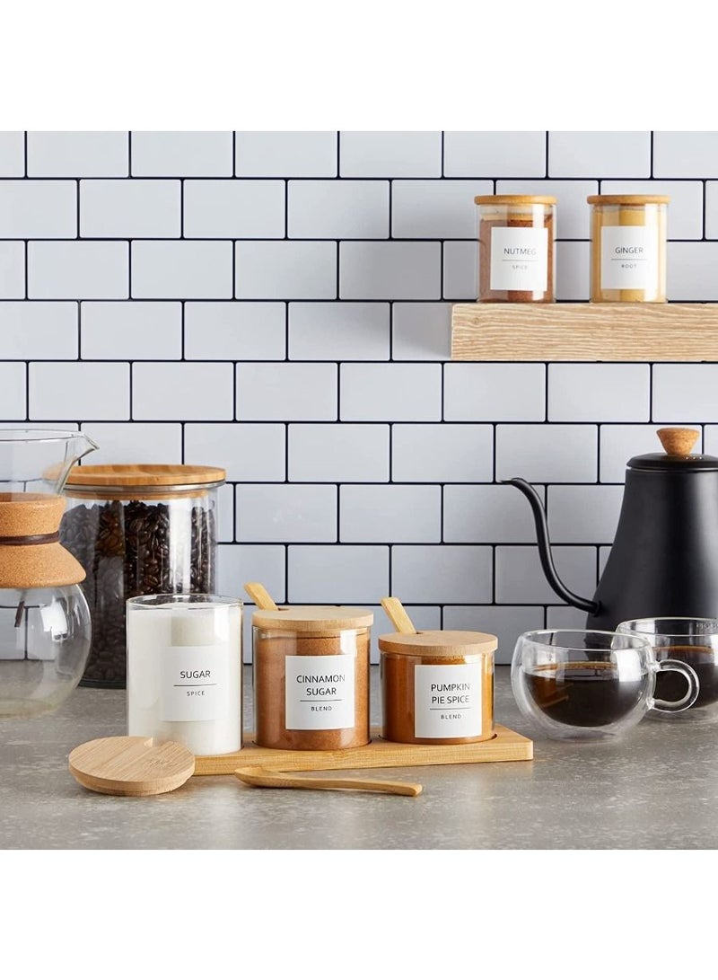 QUESERA 184 Spice Jar Labels Preprinted Minimalist White Label Fit Round or Rectangle Spice Jars Waterproof Labels Stickers Herb Seasoning Kitchen Pantry Labels - Image 3