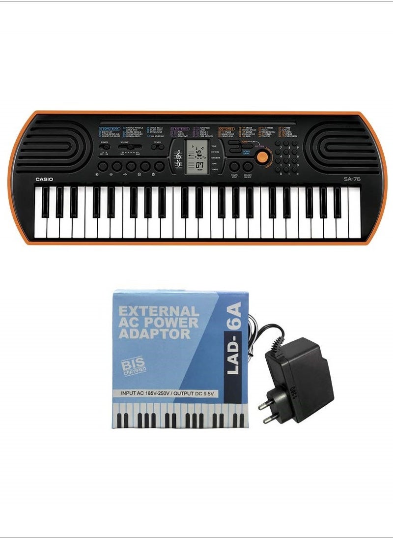 CASIO - Casio Mini Keyboard Orange Color 44 Mini Keys 100 Tones 50 Rhythms SA76H2 (Power Adapter included) - Image 1