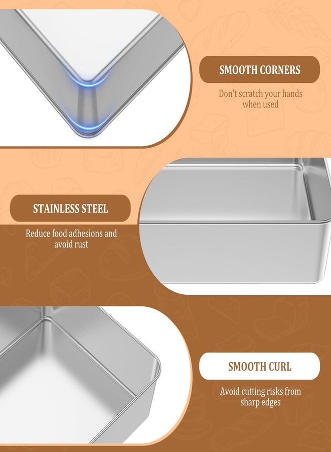 TMWEFUSC 4 Pack Baking Pan with Lid Stainless Steel Sheet Cake Pan 11x8x2 inch Rectangle Tiramisu Pan For Bread, Cake, Lasagna, Brownie And Roasting - Image 3