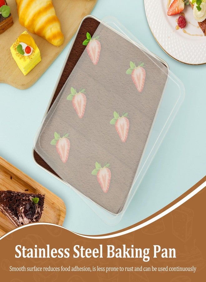 TMWEFUSC 4 Pack Baking Pan with Lid Stainless Steel Sheet Cake Pan 11x8x2 inch Rectangle Tiramisu Pan For Bread, Cake, Lasagna, Brownie And Roasting - Image 4