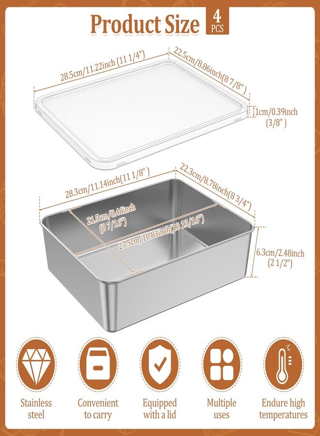TMWEFUSC 4 Pack Baking Pan with Lid Stainless Steel Sheet Cake Pan 11x8x2 inch Rectangle Tiramisu Pan For Bread, Cake, Lasagna, Brownie And Roasting - Image 2