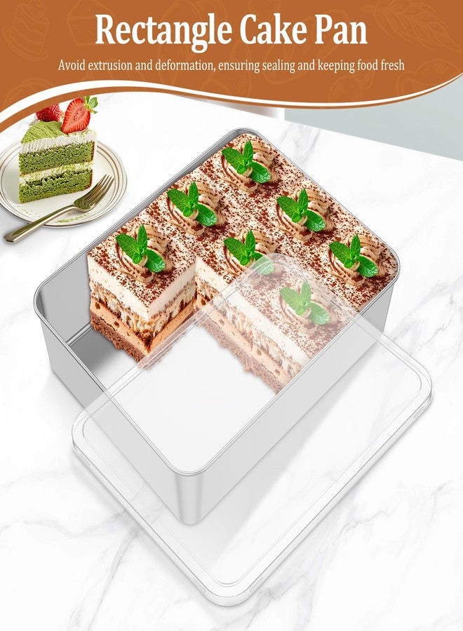 TMWEFUSC 4 Pack Baking Pan with Lid Stainless Steel Sheet Cake Pan 11x8x2 inch Rectangle Tiramisu Pan For Bread, Cake, Lasagna, Brownie And Roasting - Image 5