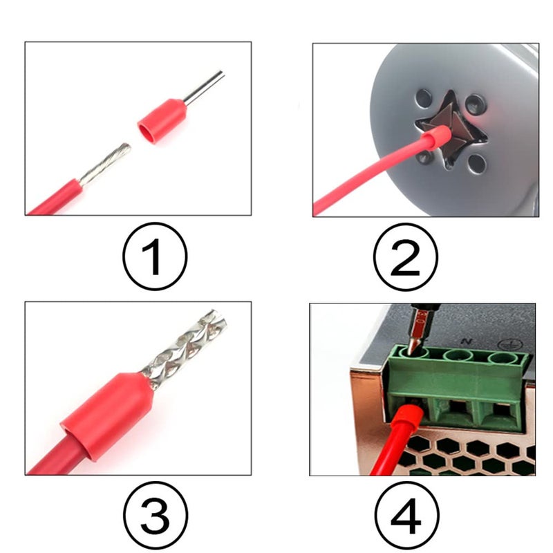 Teansic 200 Pcs Wire Ferrules Kit 8 AWG Ferrule Connectors End Terminal E10-12 Insulated Ferrule Pin Cord End Terminal for Car Audio, Electronics, Communication Equipment (100 Black + 100 Red) - Image 4