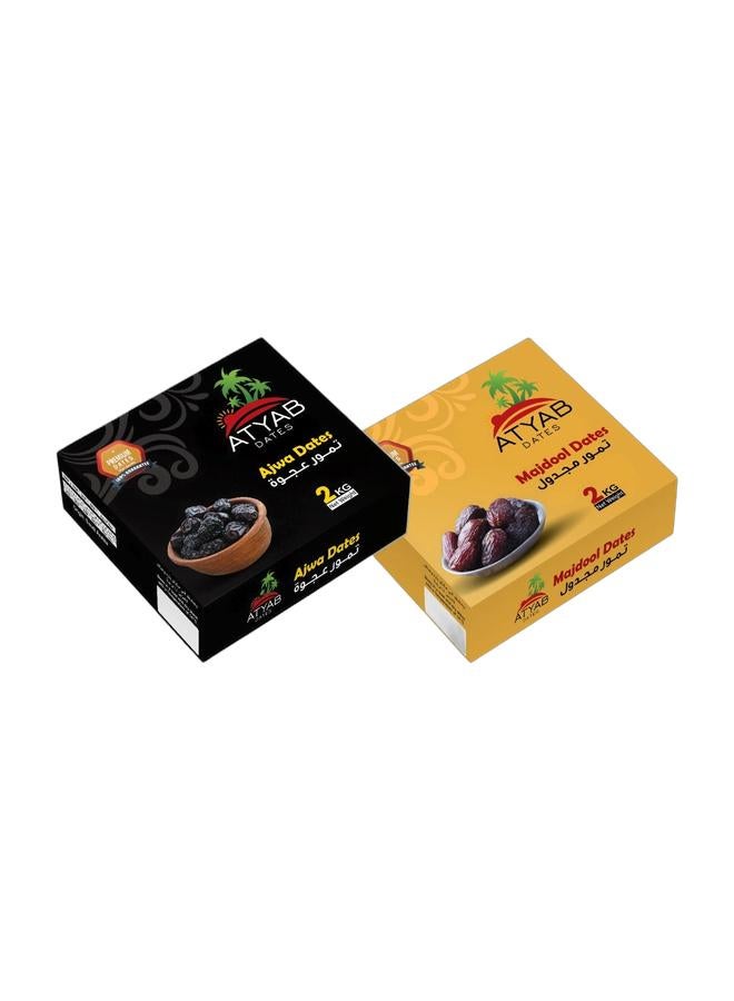 Atyab Dates Ajwa Dates Jamboo Size 2 KG Medjool Premium Dates 2 KG Bundle - Image 1