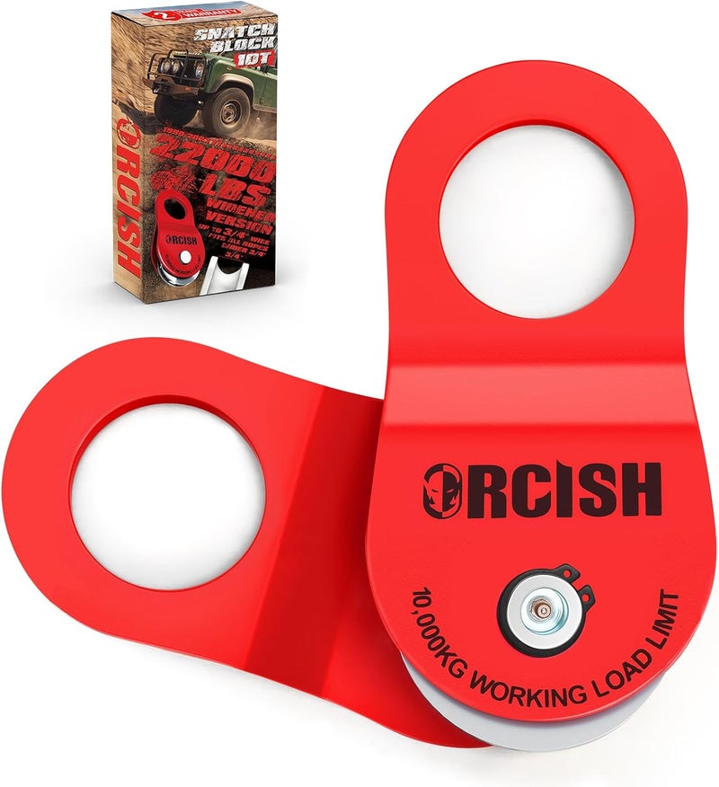 ORCISH 10 Ton Snatch Block, 22,000 LBS Capacity Block and Tackle Pulley System, Work with 0-3/4” Rope, Winch Hook Accessories, Heavy Duty Offroad Recovery Accessory for Truck, Tractor, ATV & UTV - Image 1