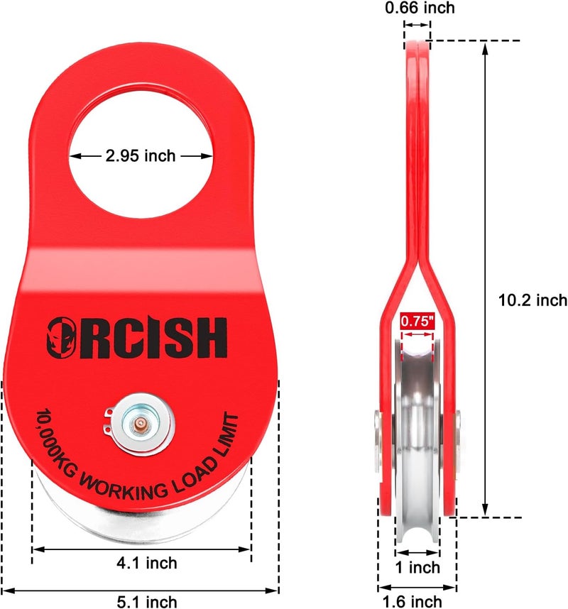 ORCISH 10 Ton Snatch Block, 22,000 LBS Capacity Block and Tackle Pulley System, Work with 0-3/4” Rope, Winch Hook Accessories, Heavy Duty Offroad Recovery Accessory for Truck, Tractor, ATV & UTV - Image 2