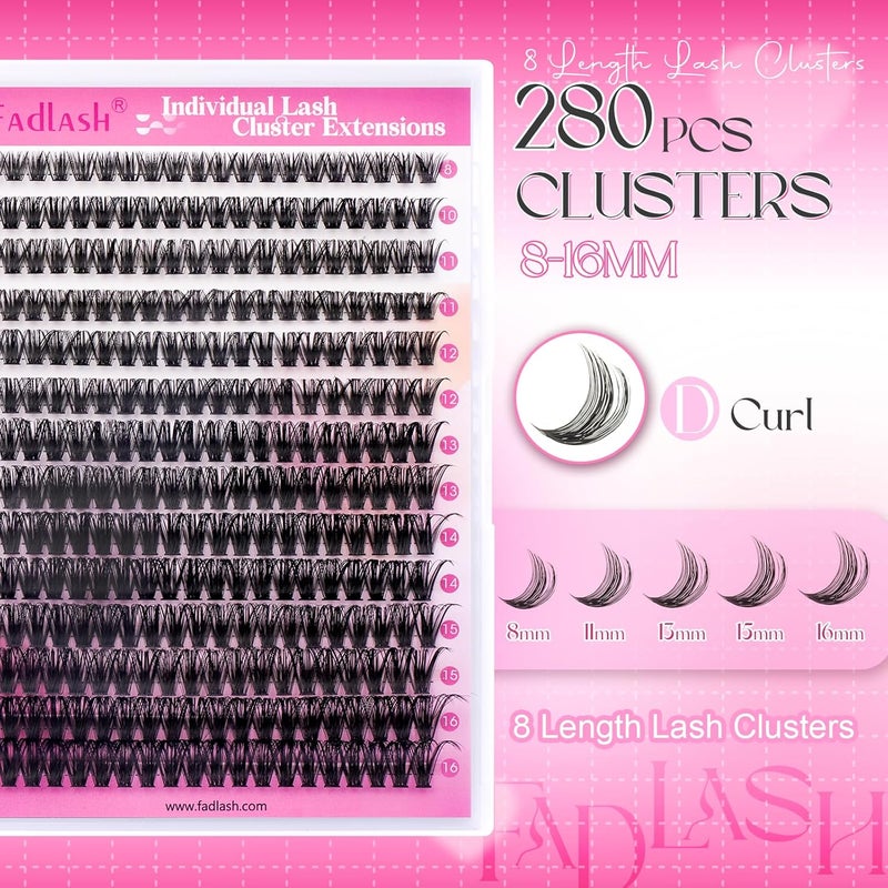 Fadlash Wispy Cluster Eyelashes DIY Individual Eyelashes 0.07D Curl 8-16mm 60D Eyelash Extensions Reusable Soft Fluffy Eyelash Extensions For Beginner - Image 4